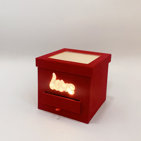 Velvet Box with LED LOVE and drawer