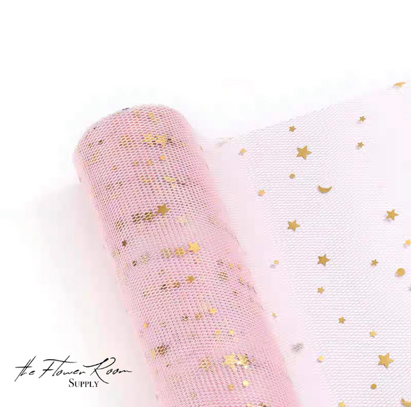 Gold Foil Star Mesh Wrap