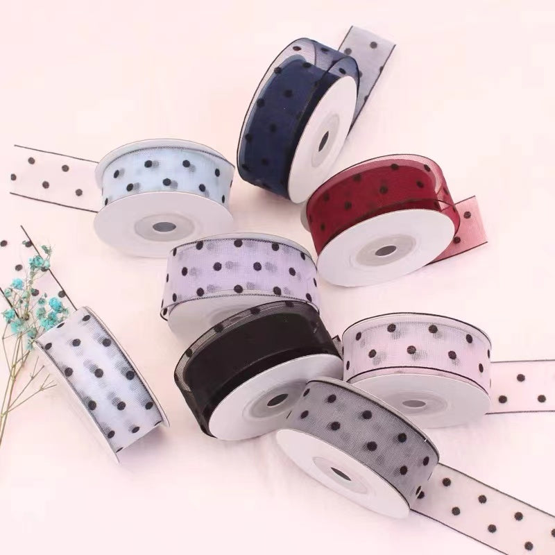 Polka Dot Organza Ribbons - 10 yards