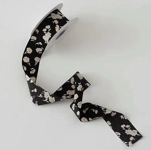 Silk Monochrome Floral Ribbons - 10 yards